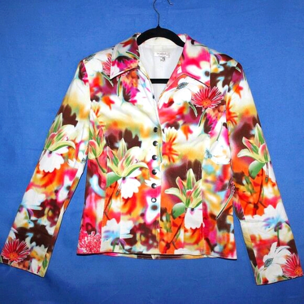 Ingenuity Floral Print Blazer Jacket Multicolor Size 6